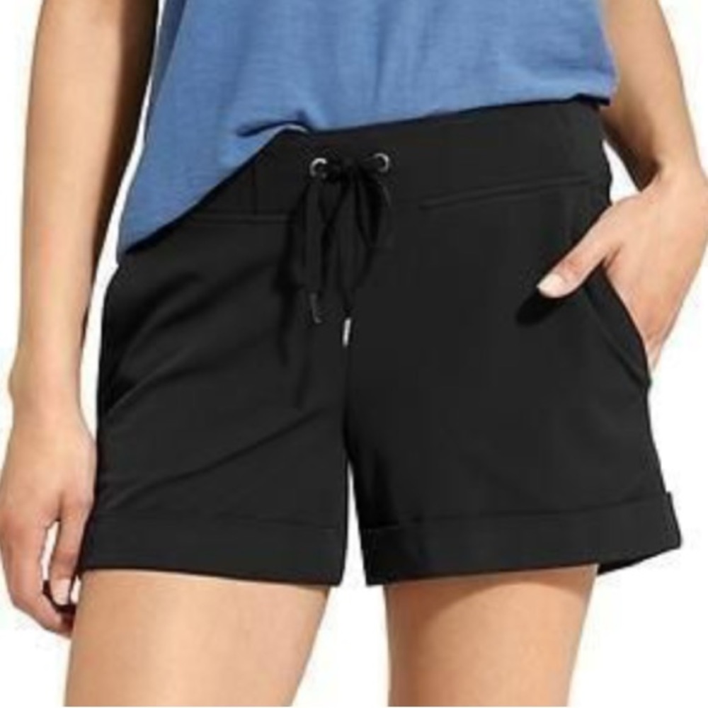 Athleta Midtown Black Drawstring Cuffed Athletic … - image 1